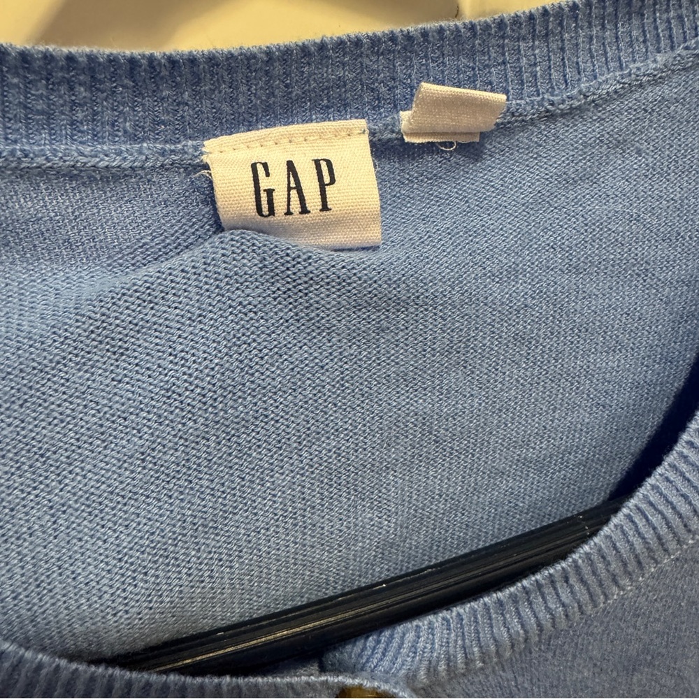 GAP Slub Crew Cardigan Shade Shirting Blue Size M Retail Price $49.95 - Picture 7 of 12